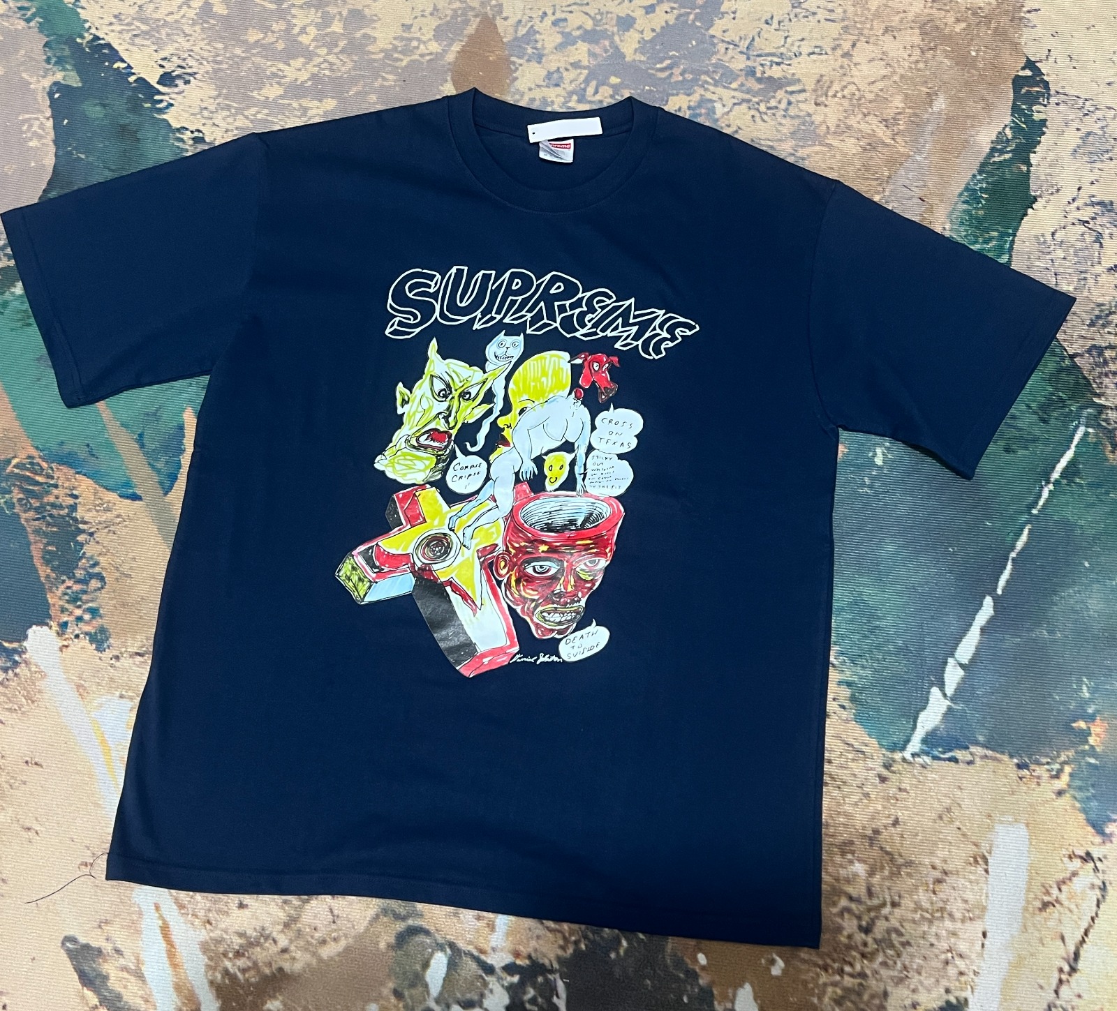 Graphic tee block — Supreme, Margiela, LV